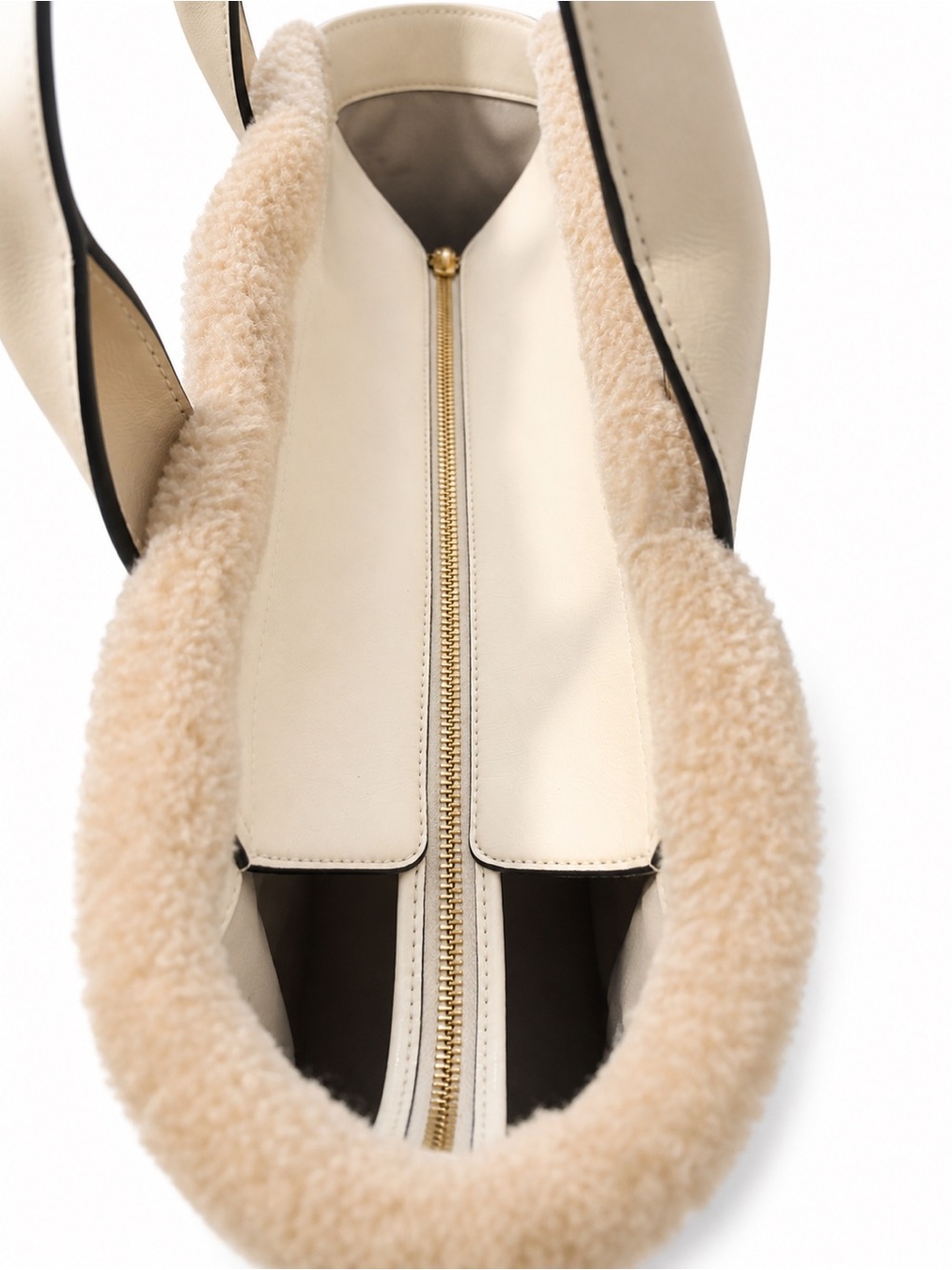 kate spade Cream and Beige Shearling-Trim Tote - Picture 4 of 6